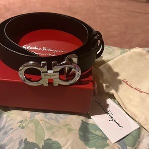 Salvatore Ferragamo NWT Black Belt w/Box and Dustbag Size 80-32